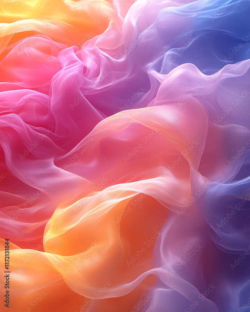 Obraz premium Colorful fabric waves, ombre effect.