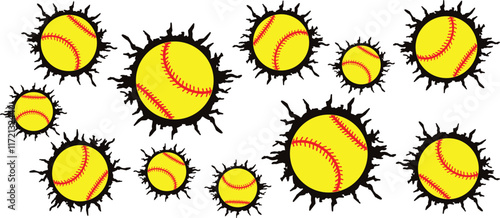 Softball Break Through Competition Game Graphic Clip art.