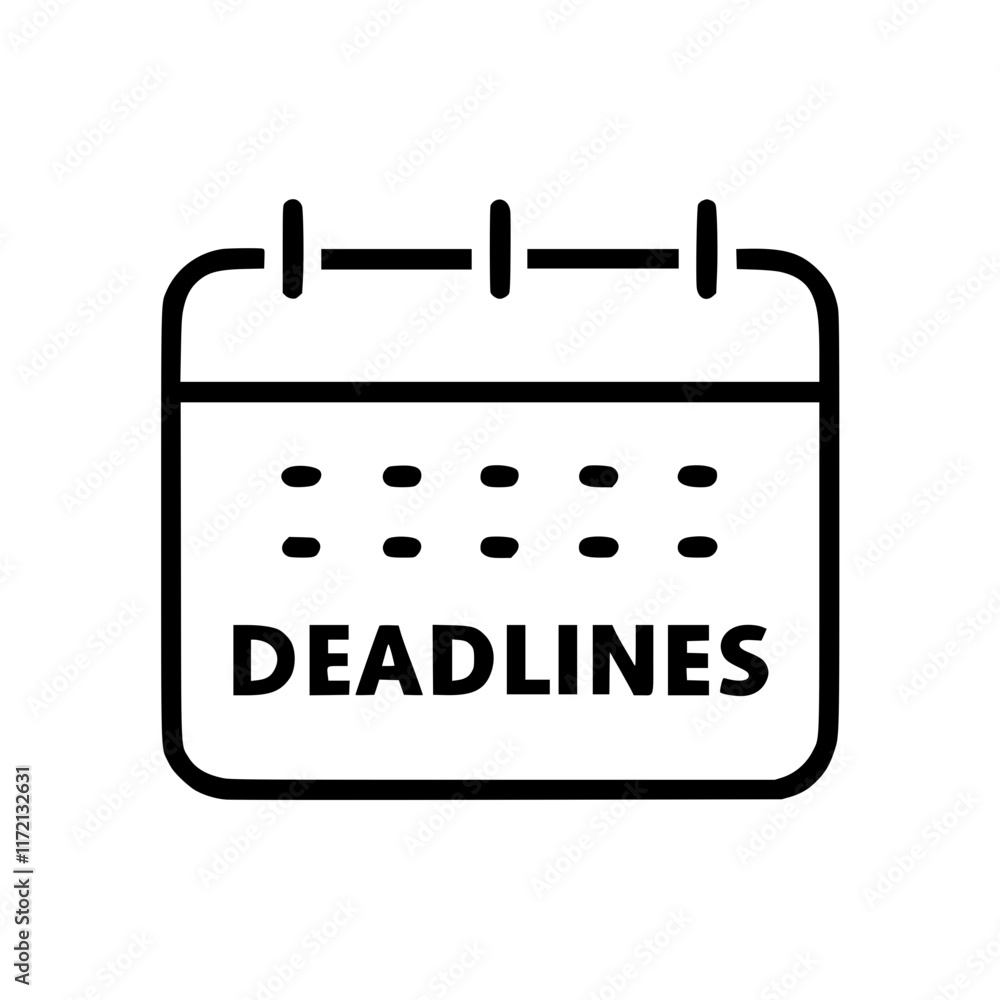 Calendar showing deadlines in outline icon style, business and finance theme. Calendar showing deadlines in outline icon style, business and finance theme.