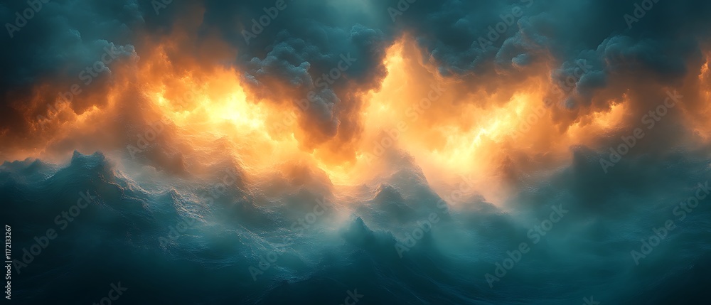 Fiery sunset through dark clouds. Fiery sunset through dark clouds.