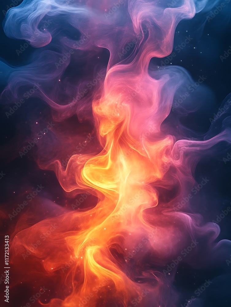 Abstract colorful smoke swirls on dark background. Abstract colorful smoke swirls on dark background.