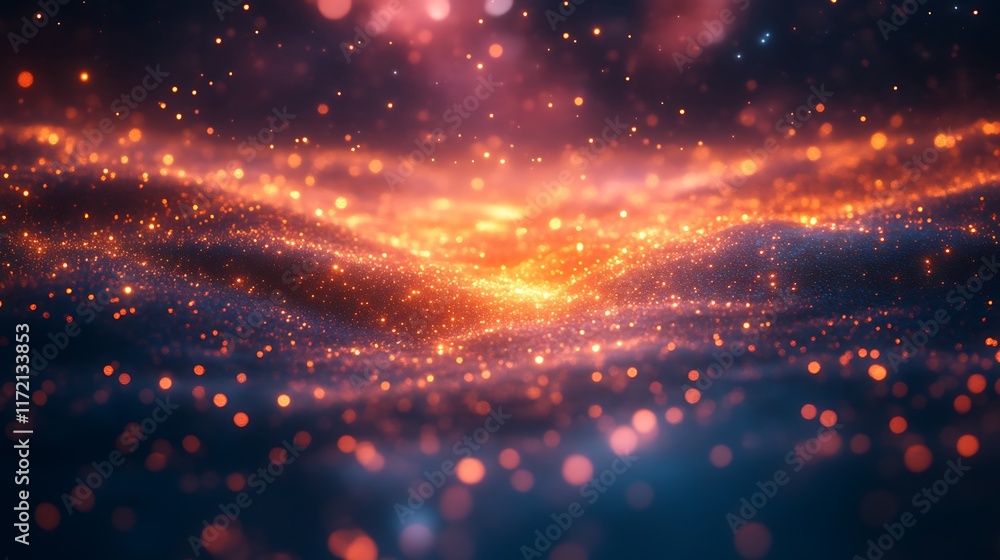 Obraz premium Abstract glowing particles wave background.