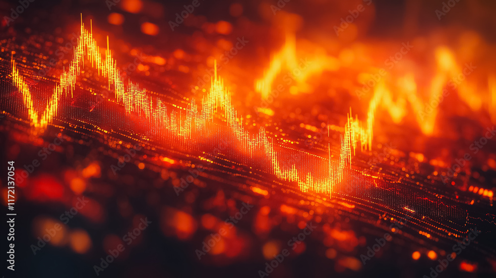 Fiery Stock Market Crash: Abstract fiery graph on burning embers. A visual metaphor for financial crisis, market volatility, and economic downturn. Fiery Stock Market Crash: Abstract fiery graph on burning embers. A visual metaphor for financial crisis, market volatility, and economic downturn.