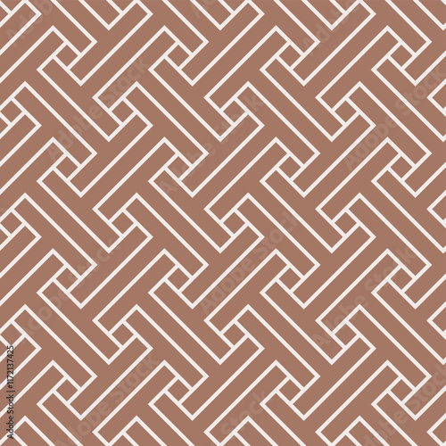 Seamless mocha brown and white vintage ethnic geometric pattern vector