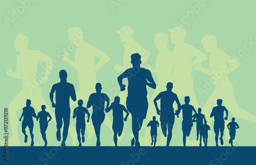Great elegant vector editable marathon poster in silhouette style design for your marathon championship event	