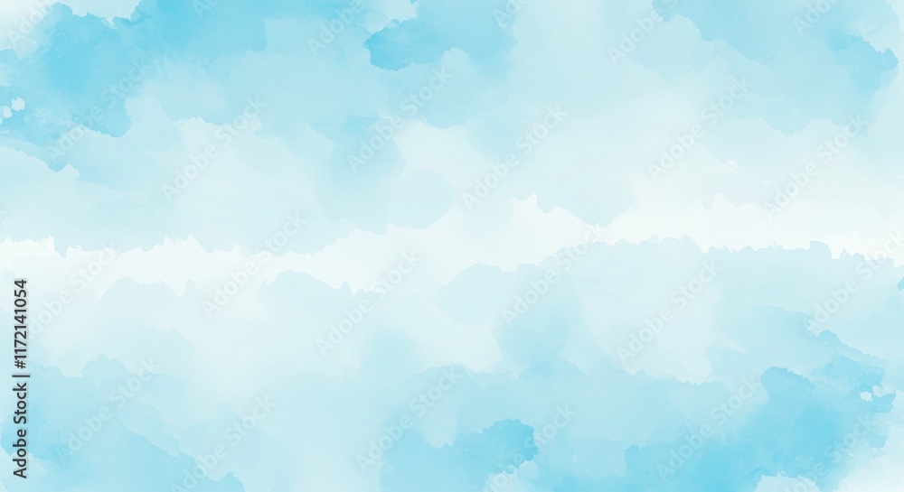 Obraz premium Soft watercolor background, light blue hues, gentle cloud-like textures, ethereal sky, abstract