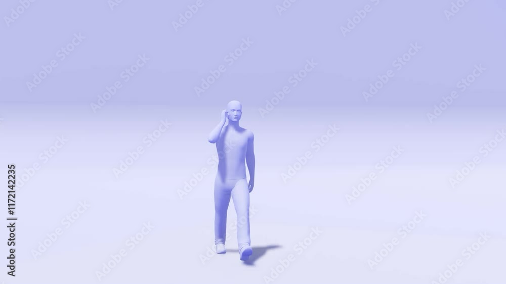 3D animation walking to visualize the visual effects of the chroma key green screen 3D animation walking to visualize the visual effects of the chroma key green screen