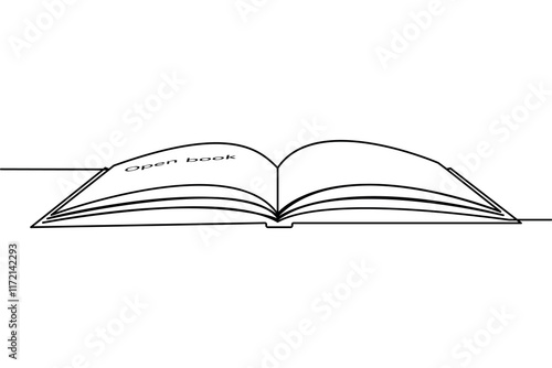 Book single-line art beautifully symbolizes the infinite journey of learning, using just one unbroken line to convey both simplicity and depth.