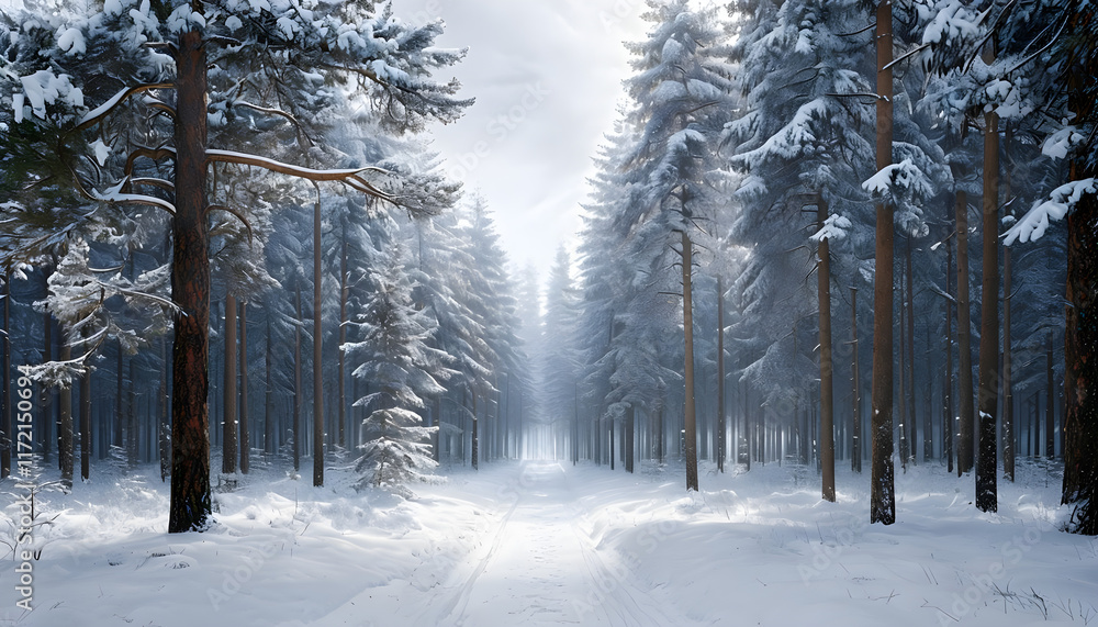 Obraz premium winter forest in the snow