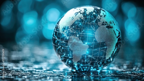 Global Network: A Crystal Globe Representing Worldwide Connectivity
