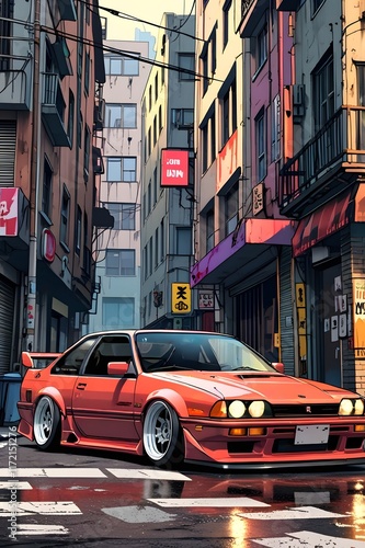 JDM Anime classic car 90s in the city 