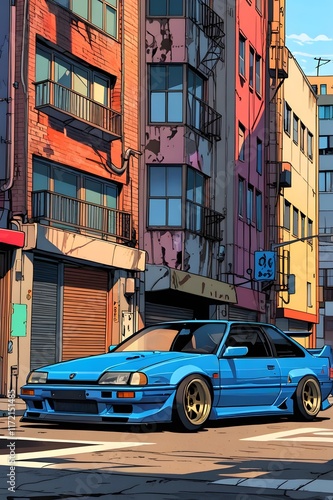 JDM Anime classic car 90s in the city 