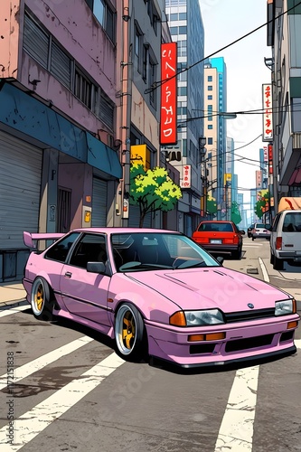 JDM Anime classic car 90s in the city 