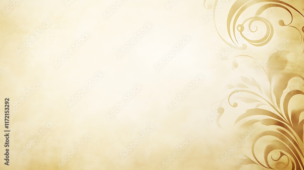 Elegant Beige Background with Golden Floral Design Elegant Beige Background with Golden Floral Design