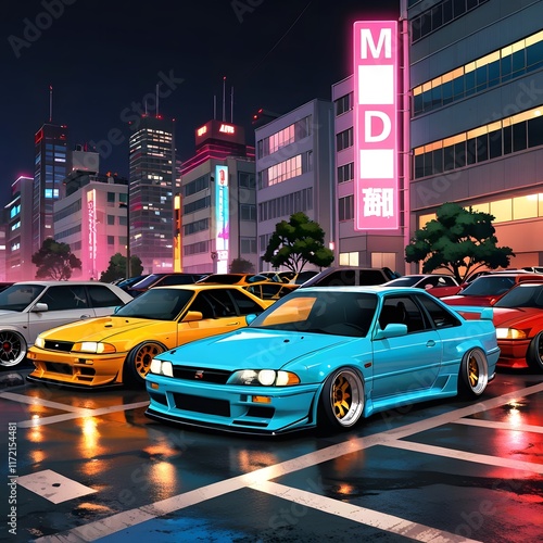 JDM Anime classic car 90s in the city 