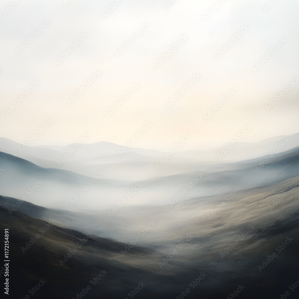 Obraz premium Ethereal Serenity: A Misty Landscape Wrapped in a Dream-Like Gauze