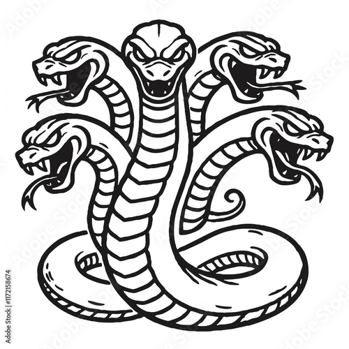 black and white hydra drawing clip art preview