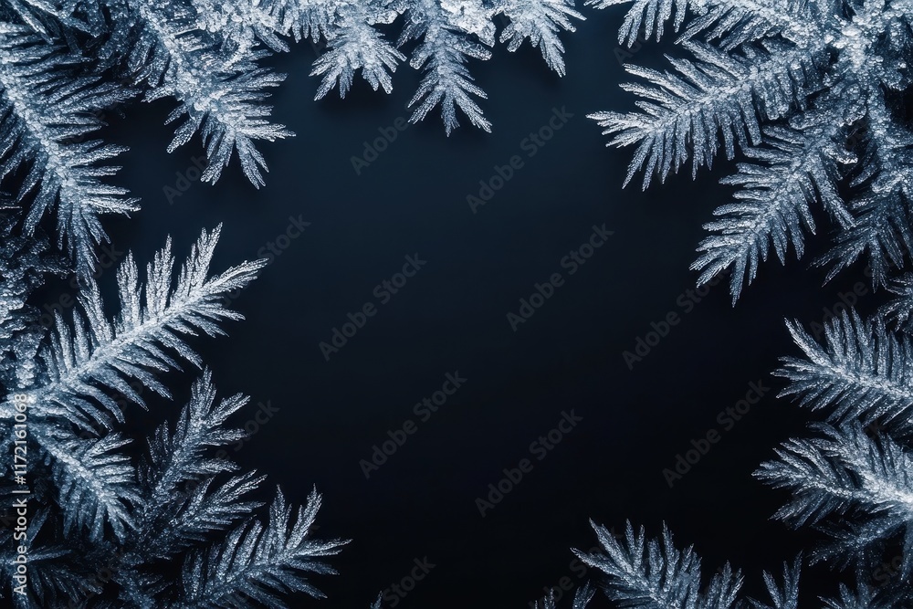 Intricate ice crystals frame a dark background. Perfect for winter, holiday, or nature themes, adding a touch of frosty elegance. Intricate ice crystals frame a dark background. Perfect for winter, holiday, or nature themes, adding a touch of frosty elegance.