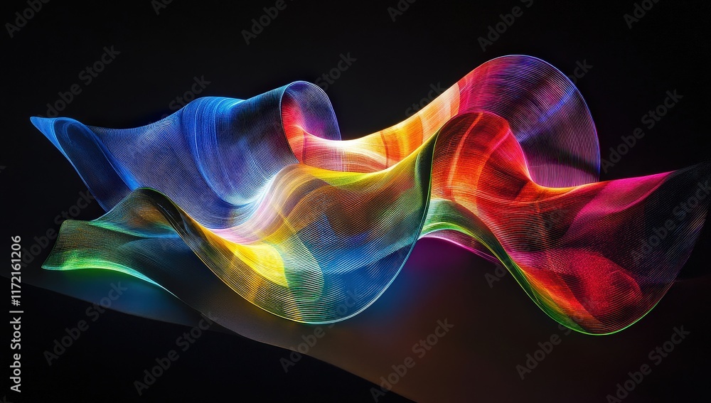 Obraz premium Abstract Colorful Waves: A Symphony of Light and Color