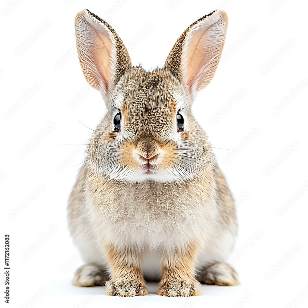 Obraz premium Cute bunny rabbit, white background, pet, animal portrait, Easter.
