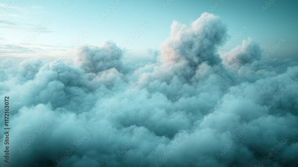 Serene Aerial View of Turquoise Sky with Soft, Fluffy Clouds in the Atmosphere Creating a Calm and Peaceful Natural Landscape Serene Aerial View of Turquoise Sky with Soft, Fluffy Clouds in the Atmosphere Creating a Calm and Peaceful Natural Landscape