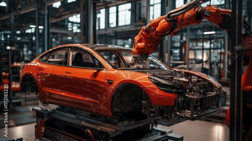 Wallpaper Mural robotic arm painting vehicle in modern automotive factory, showcasing advanced technology and automation in vehicle production Torontodigital.ca