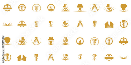 laser cutting logo designs, editable laser cutting icons, cnc logo designs, symbols, graphic