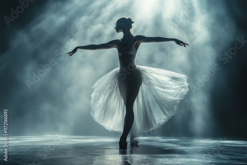 Wallpaper Mural Ballet dancer gracefully posing in soft light Torontodigital.ca