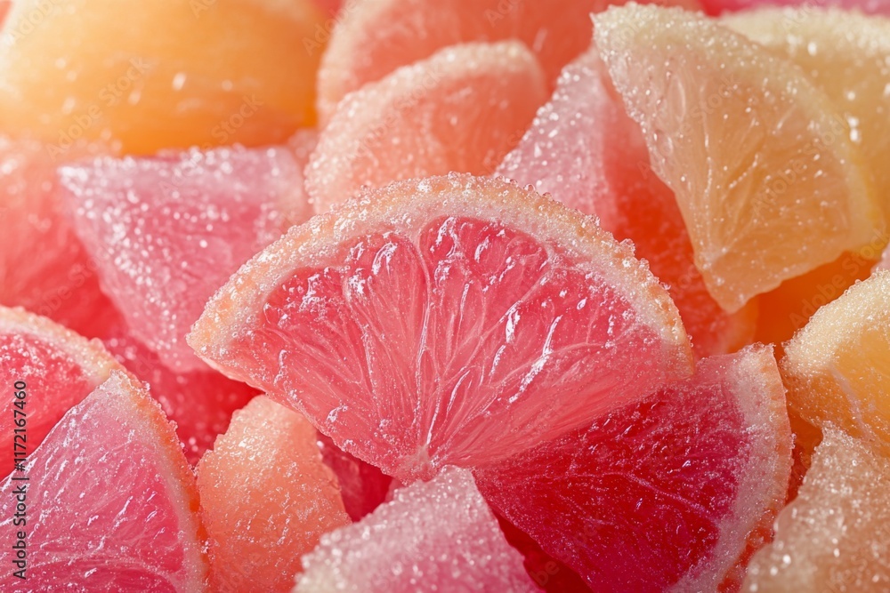 Close-up of colorful candied fruit cubes Close-up of colorful candied fruit cubes