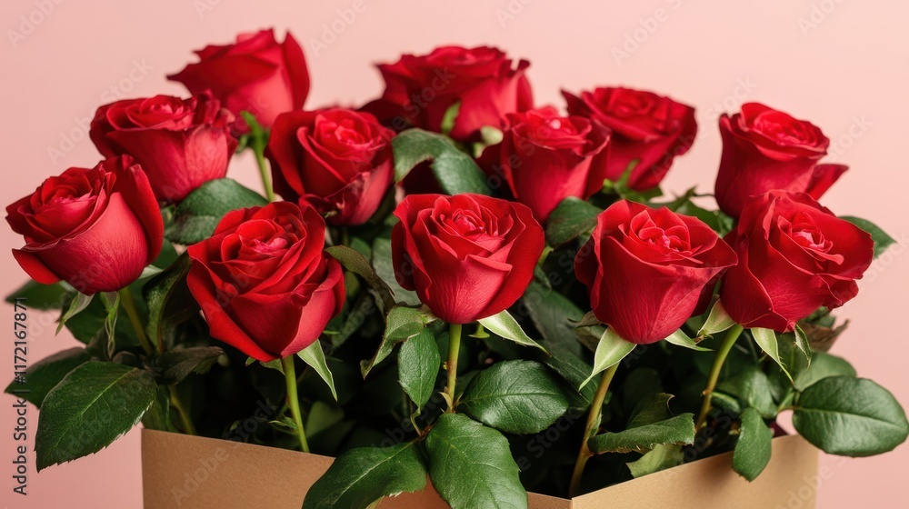 A stunning vase brimming with vibrant red roses, symbolizing love and passion, perfect for celebrating Valentine's Day with elegance and romance. A stunning vase brimming with vibrant red roses, symbolizing love and passion, perfect for celebrating Valentine's Day with elegance and romance.