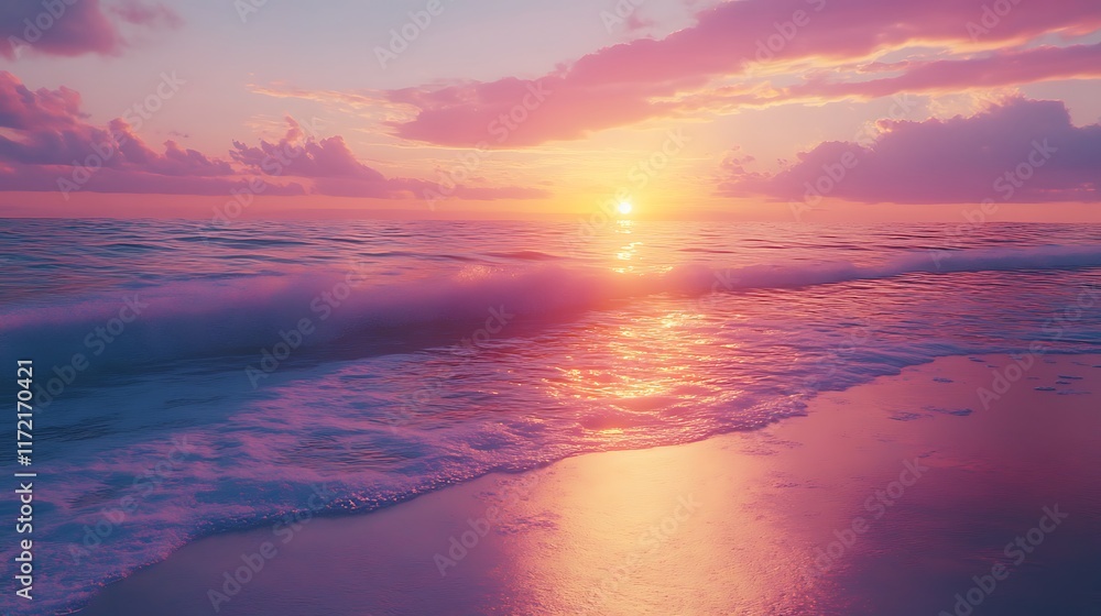 Sunset reflection on ocean waves seaside nature scene tranquil Sunset reflection on ocean waves seaside nature scene tranquil