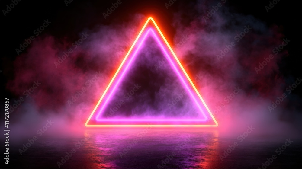 custom made wallpaper toronto digitalNeon Triangle with Glowing Edges Surrounded by Colorful Smoke, Evoking a Vibrant and Futuristic Atmosphere Ideal for Modern Designs and Abstract Art