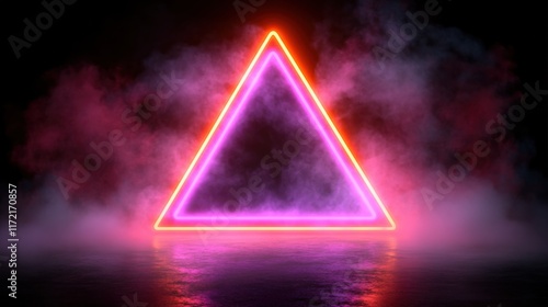 Wallpaper Mural Neon Triangle with Glowing Edges Surrounded by Colorful Smoke, Evoking a Vibrant and Futuristic Atmosphere Ideal for Modern Designs and Abstract Art Torontodigital.ca