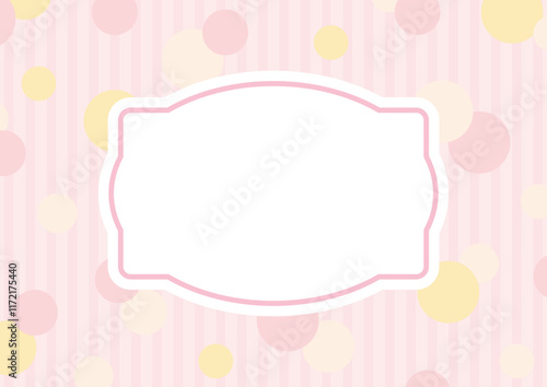 かわいい水玉模様とフレームのベクターイラスト