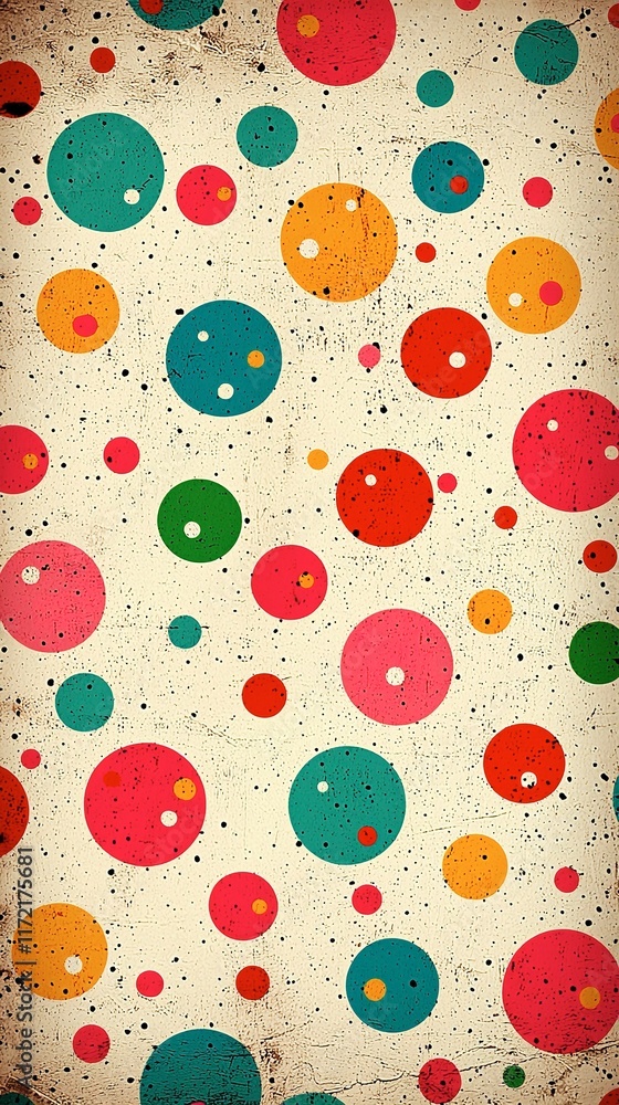 Colorful Circles Pattern On Distressed Background Colorful Circles Pattern On Distressed Background