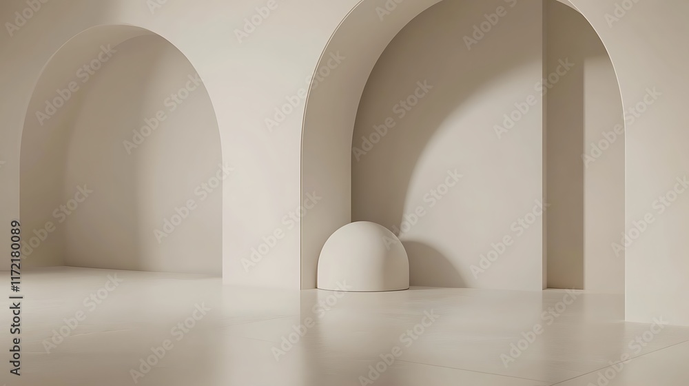 Minimalist Archway Interior Design With Single Sphere Minimalist Archway Interior Design With Single Sphere