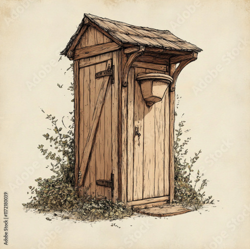 old timey drawings of a latrine photo