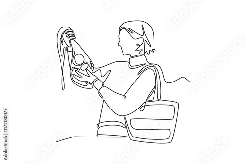 Farmers market concept. Single line draw design vector graphic illustration.	