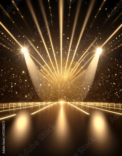 Golden Stage Lights Sparkle Glitter Background