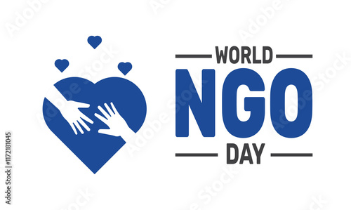 February is World Non governmental Organization Day or world NGO day background template. Perfect for banners, cards, posters, social media text inscription and classic color for a professional look