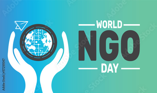 February is World Non governmental Organization Day or world NGO day background template. Perfect for banners, cards, posters, social media text inscription and classic color for a professional look