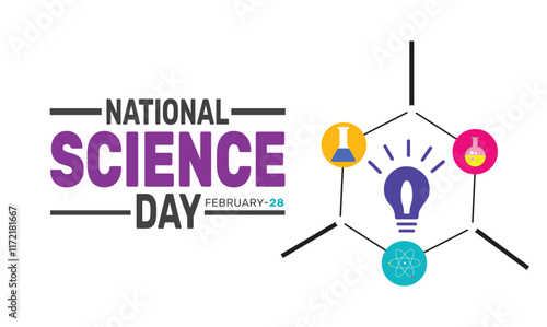 February is National Science day background template. Perfect for banners, cards, posters, and social media.
Vector design with text inscription and classic color for a professional look