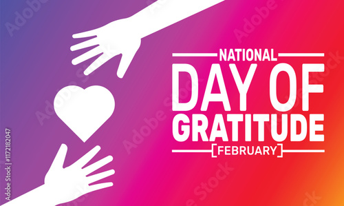 February is National day of gratitude background template. Perfect for banners, cards, posters, and social media.
Vector design with text inscription and classic color for a professional look