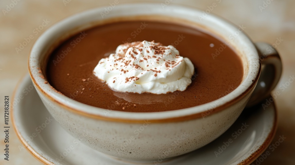 Rich and Creamy Hot Chocolate in a Cozy Ceramic Cup with Generous Whipped Cream Garnish Perfect for Winter Evenings or Celebrations Rich and Creamy Hot Chocolate in a Cozy Ceramic Cup with Generous Whipped Cream Garnish Perfect for Winter Evenings or Celebrations