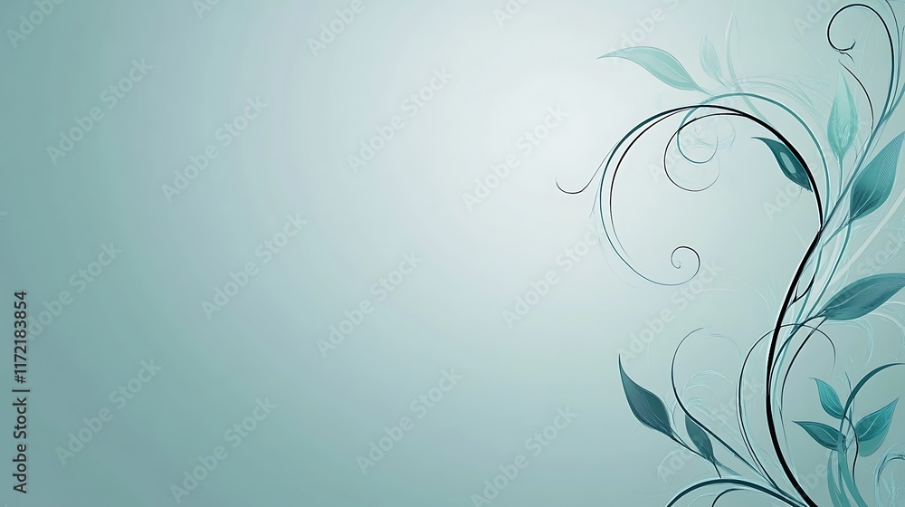 Elegant Teal Floral Design on Soft Background Elegant Teal Floral Design on Soft Background