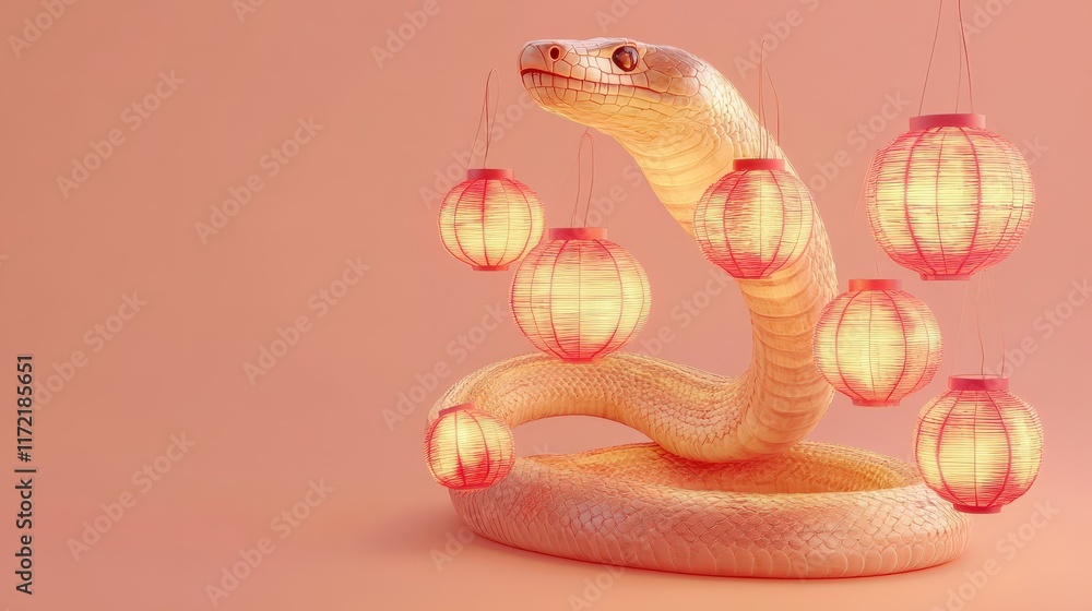 Fototapeta premium Serpentine Form Adorned With Illuminated Lanterns