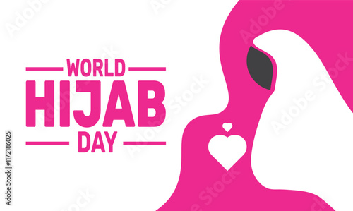 February is world hijab day background template. Perfect for banners, cards, posters, and social media.
Vector design with text inscription and classic color for a professional look