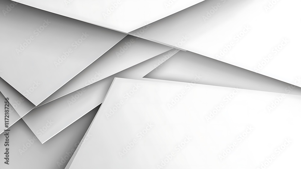 Abstract White Geometric Shapes Overlapping Design