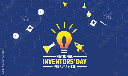National Inventors Day. February 11. background template. Perfect for banners, cards, posters, and social media.Vector design with text inscription and classic color for a professional look