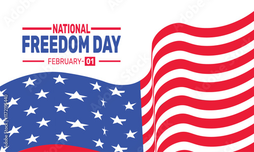 February is National Freedom Day background template. Perfect for banners, cards, posters, and social media.
Vector design with text inscription and classic color for a professional look